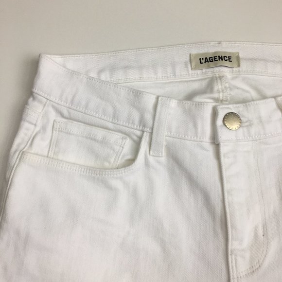 NWOT L'AGENCE Blanc/White THE DUKE 5 Pocket Ankle/Cropped Jeans - Picture 5 of 10